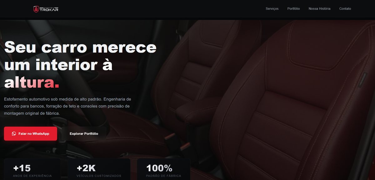 Projeto Dev Duo: página da Capotaria Trokar